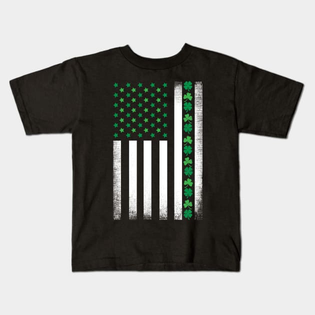 St Patrick's Day Irish American Flag Kids T-Shirt by captainmood